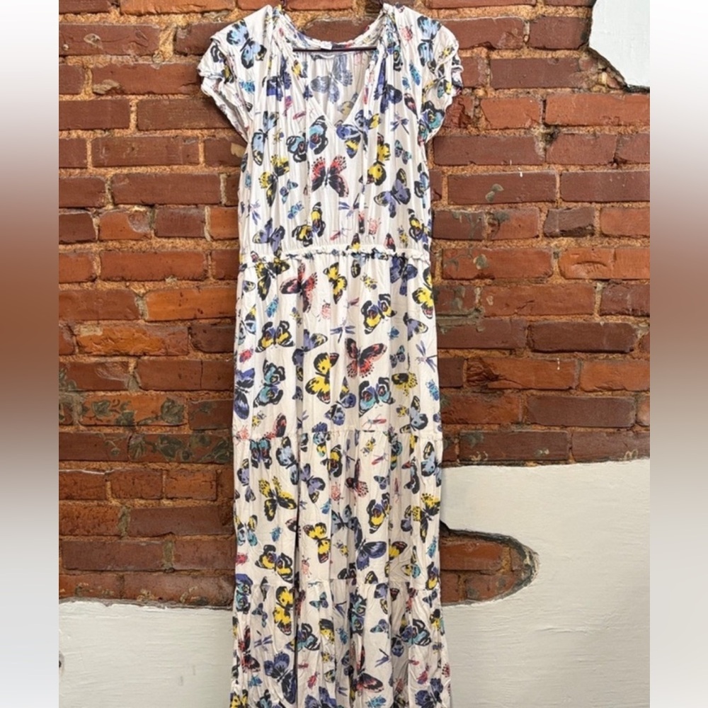Floral Tiered Butterfly Maxi Dress